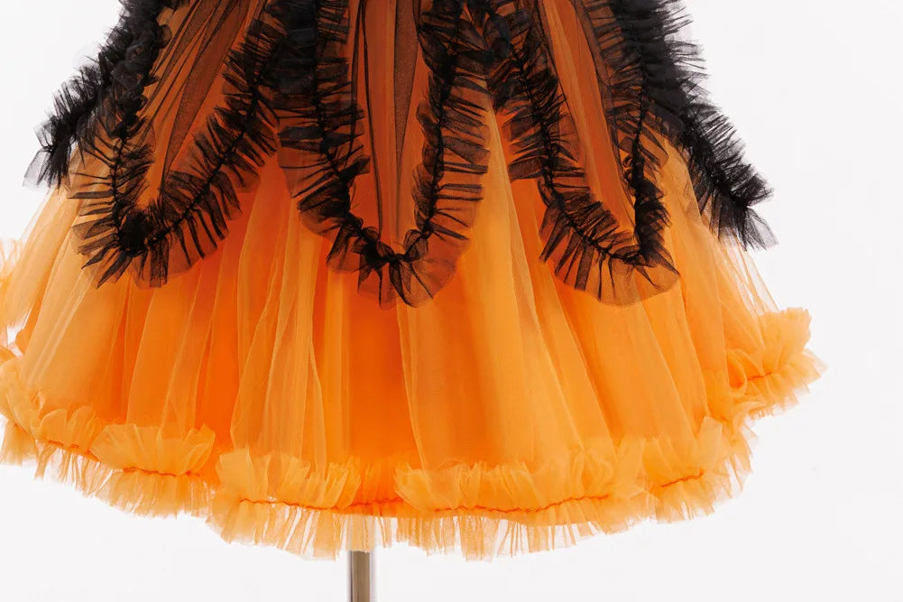 Halloween costume girl cosplay performance kids dress orange dress