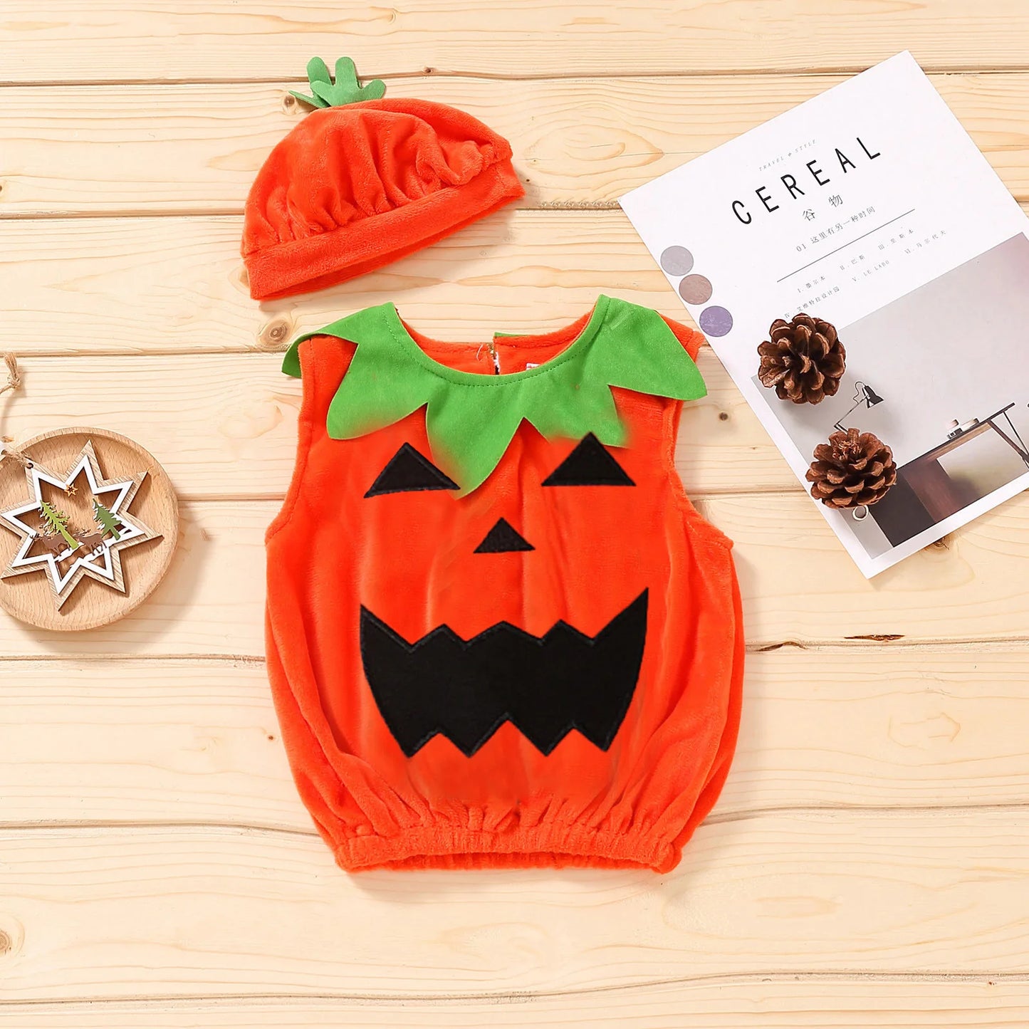 New Boy Sleeveless Set Costume Vest Set Infant Tops Pumpkin Outfits Boy Baby Toddler Hat Girl Halloween Fashion Baby Boy Clothes