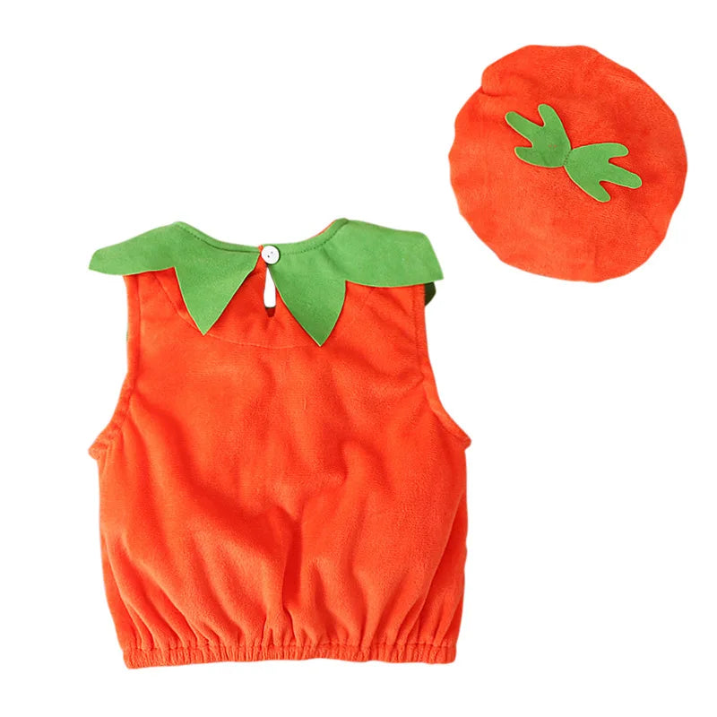 New Boy Sleeveless Set Costume Vest Set Infant Tops Pumpkin Outfits Boy Baby Toddler Hat Girl Halloween Fashion Baby Boy Clothes