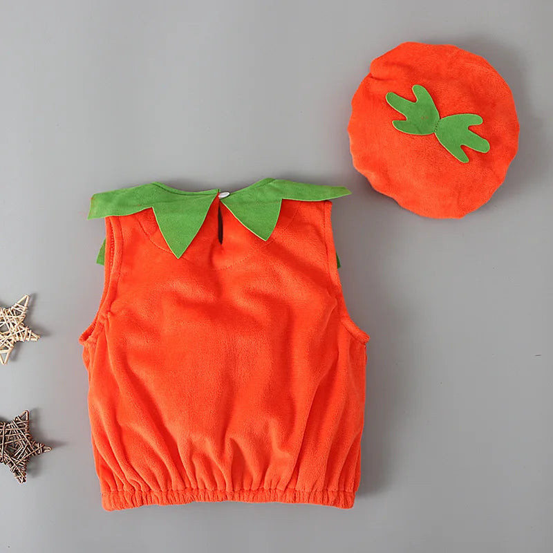 New Boy Sleeveless Set Costume Vest Set Infant Tops Pumpkin Outfits Boy Baby Toddler Hat Girl Halloween Fashion Baby Boy Clothes