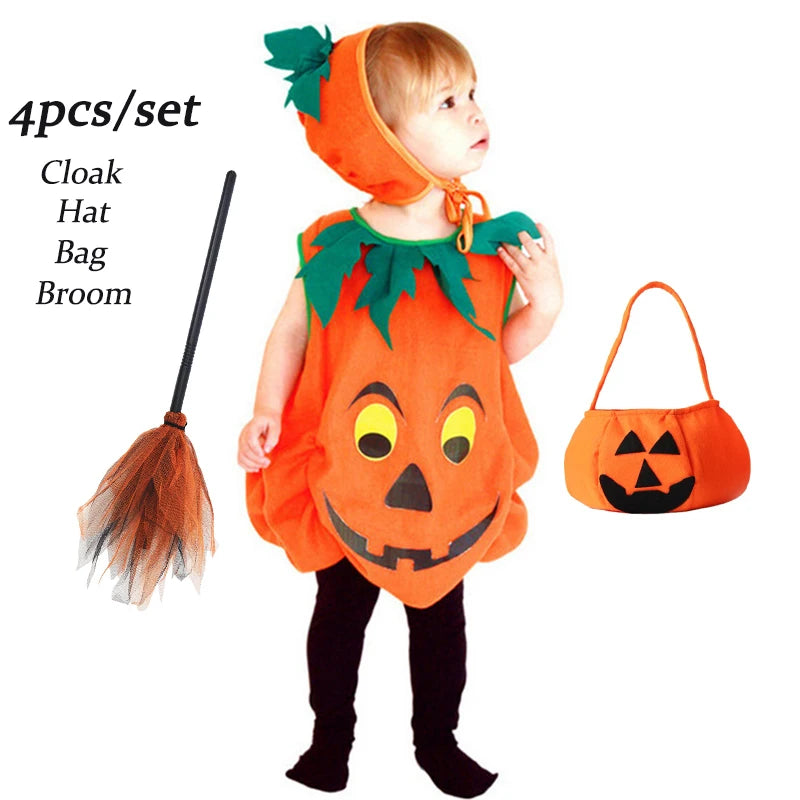 2025 Toddler Pumpkin Halloween Costume Set. Romper,Hat & Shoes.
