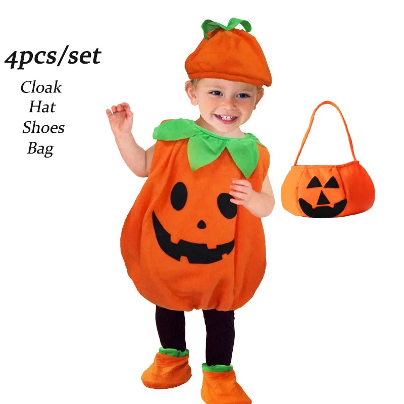 2025 Toddler Pumpkin Halloween Costume Set. Romper,Hat & Shoes.