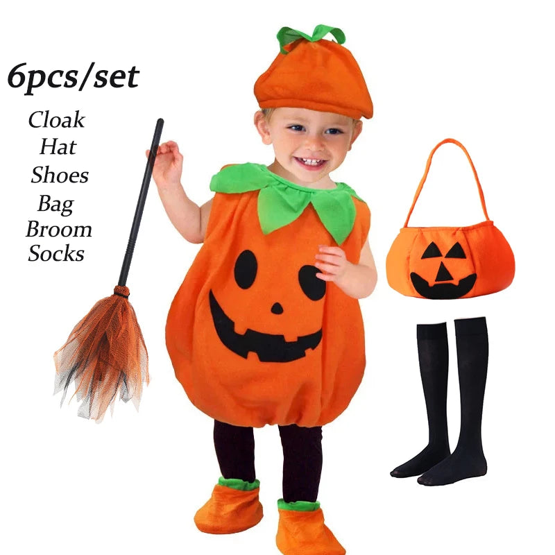 2025 Toddler Pumpkin Halloween Costume Set. Romper,Hat & Shoes.