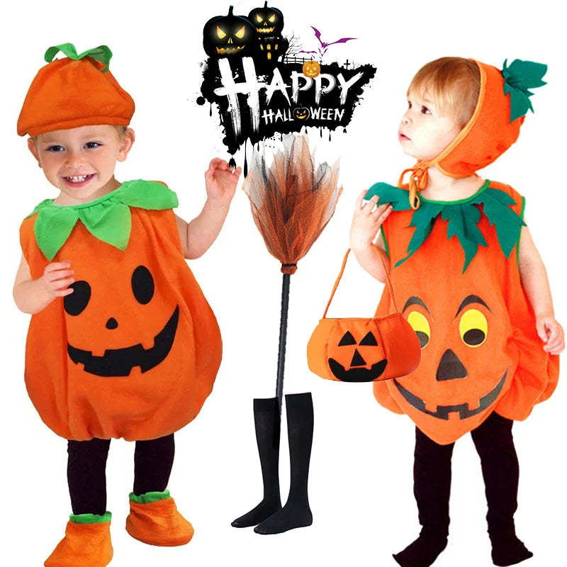 2025 Toddler Pumpkin Halloween Costume Set. Romper,Hat & Shoes.