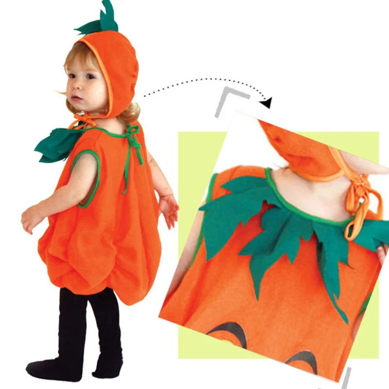 2025 Toddler Pumpkin Halloween Costume Set. Romper,Hat & Shoes.