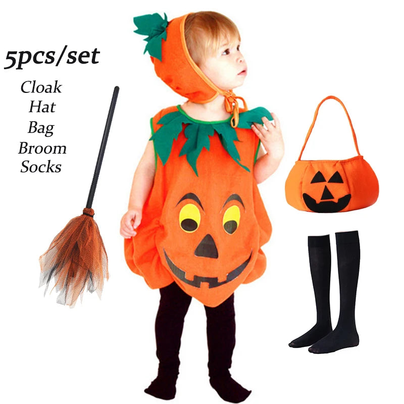 2025 Toddler Pumpkin Halloween Costume Set. Romper,Hat & Shoes.