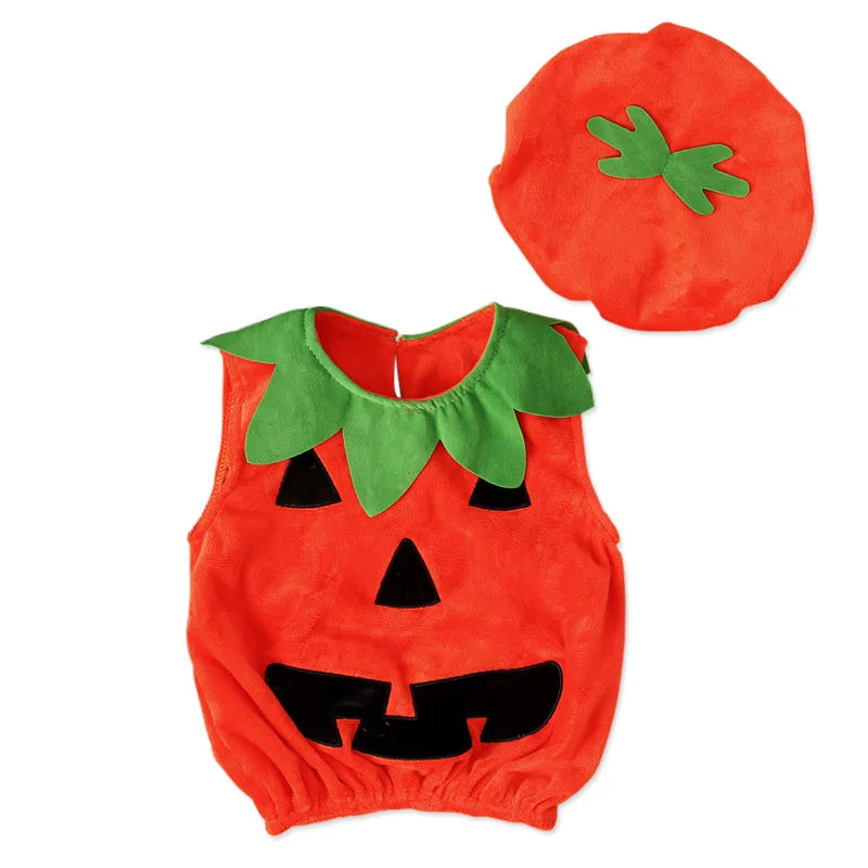 New Boy Sleeveless Set Costume Vest Set Infant Tops Pumpkin Outfits Boy Baby Toddler Hat Girl Halloween Fashion Baby Boy Clothes